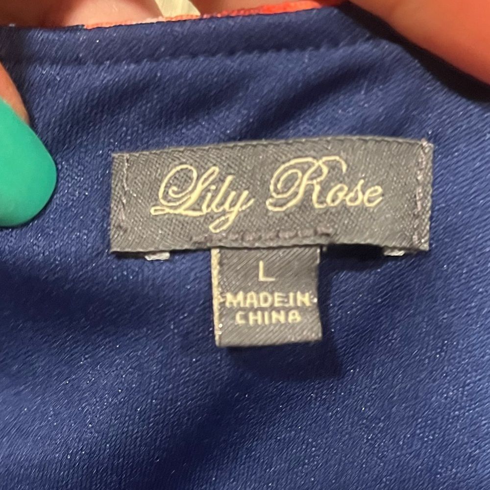 Lily Rose Fit & Flare Dress Floral Short Sleeve Scoop Neck Multicolor Size L - Picture 4 of 7